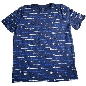 champion young boys size XL blue and white short sleeve t shirt